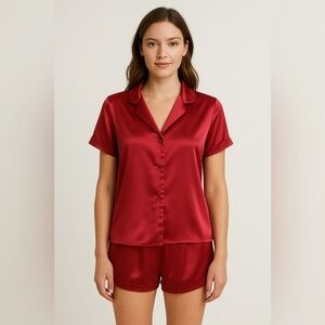 Red Satin Elegant Silky Pajama Relaxing